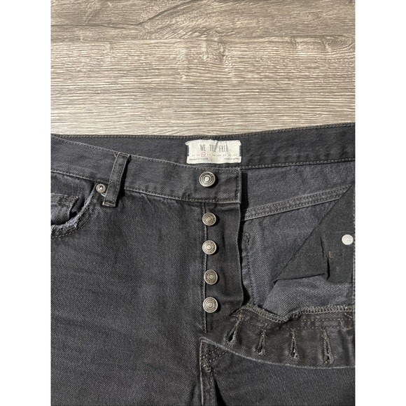 Free People We The Free Maggie MidRise Straight Raw Hem Black Jean SZ 26 (30x27) - Picture 6 of 12